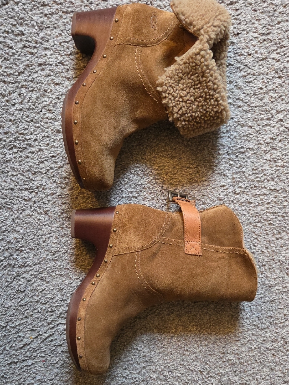 Ugg Lynnea Leather Suede clog ankle boots booties; size 7